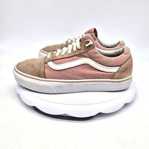 Vans Shoes M 6 W 7.5 Old Skool Sneakers Pink Canvas Faux Suede